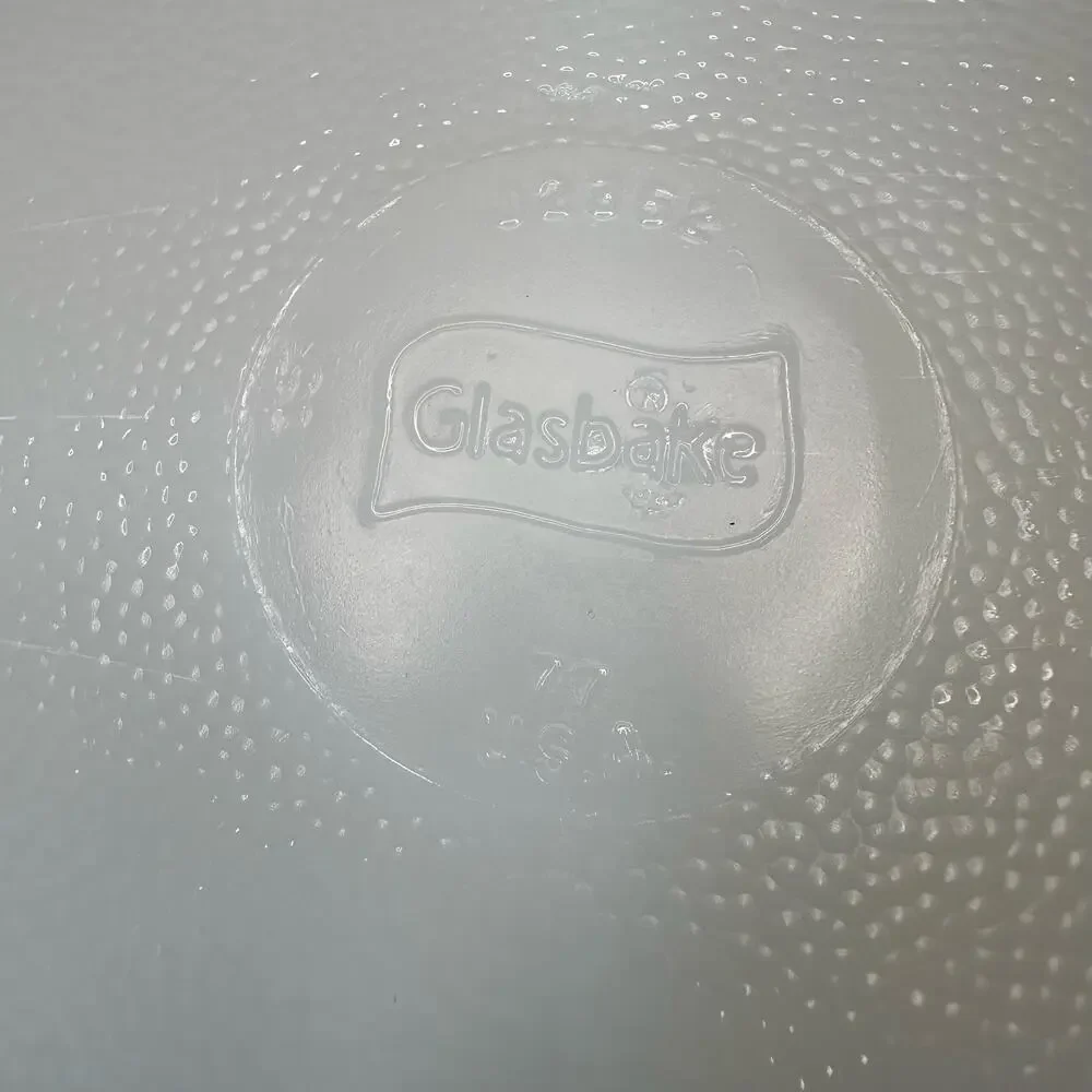 Vintage Glasbake Divided Baking Dish White with Green Flowers